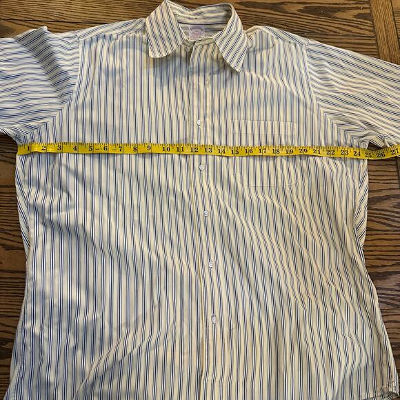 Men’s Brooks Brothers Yellow, Blue & White Striped Short Sleeve Shirt Sz 15.5 - Picture 4 of 7